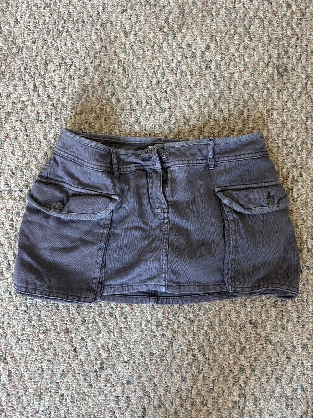 Garage Gray Mini Skirt with Front Flap Pockets